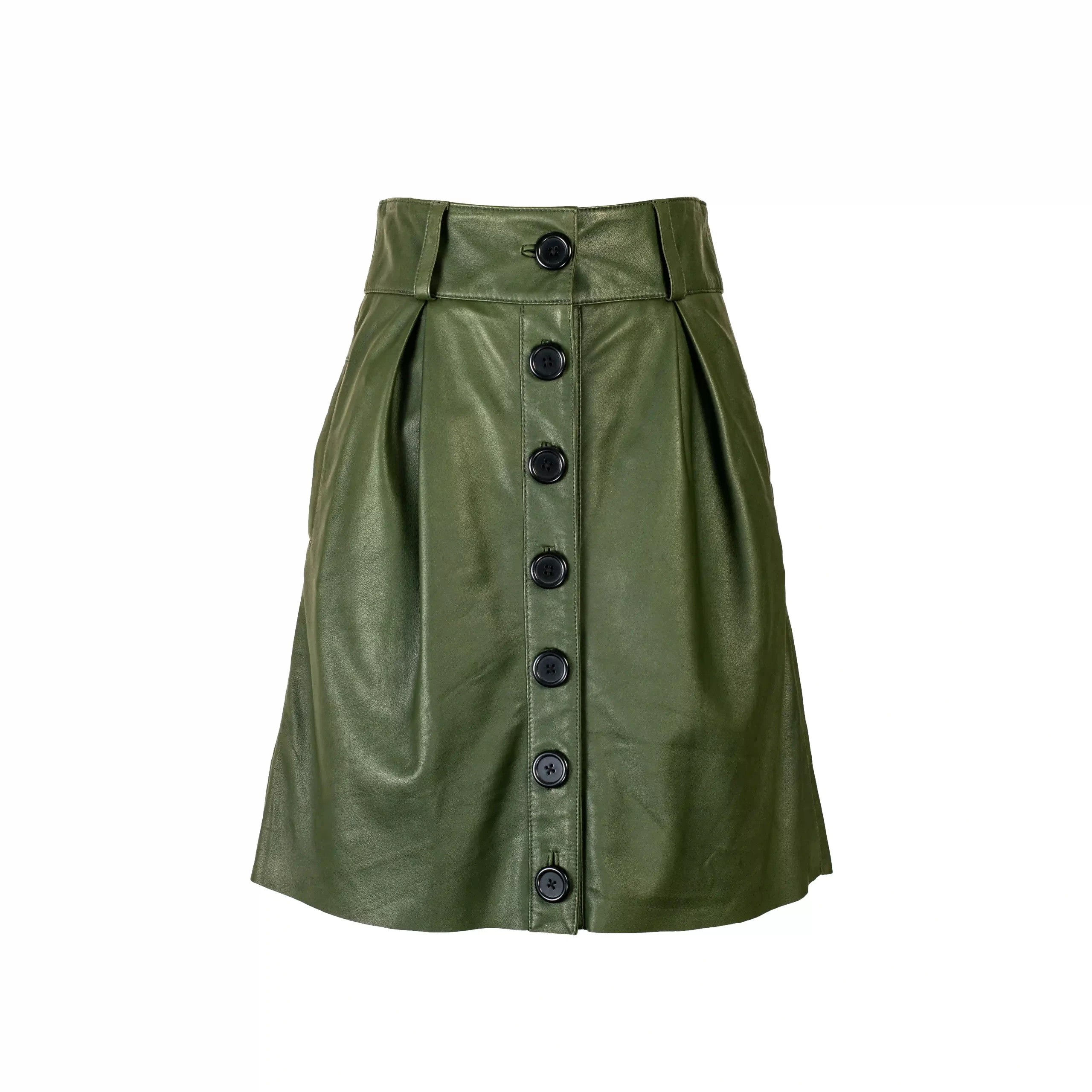 LEATHER SKIRT WITH BIG BUTTONS IN THE FRONT