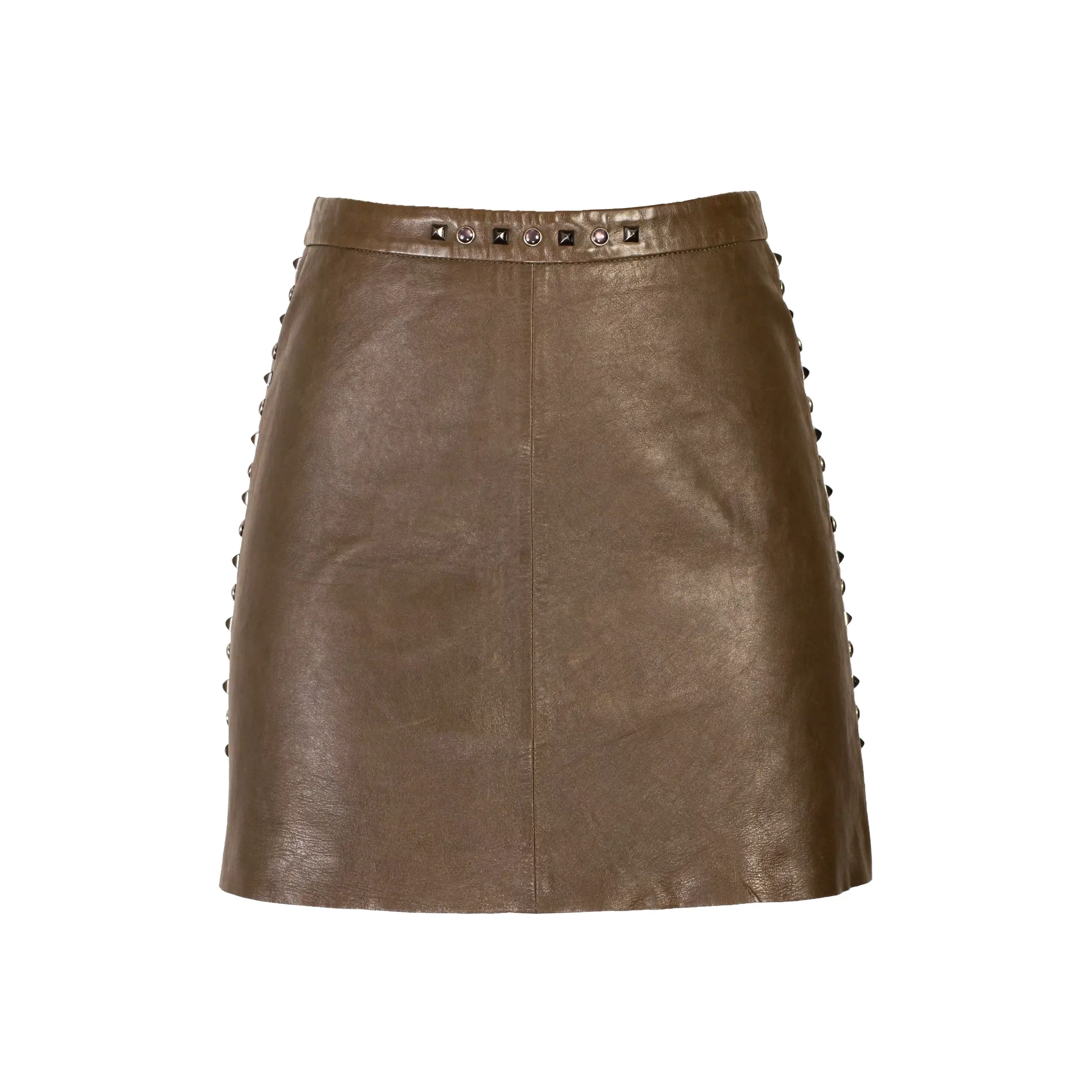 LEATHER SKIRT WITH DECORATIVE STUDS