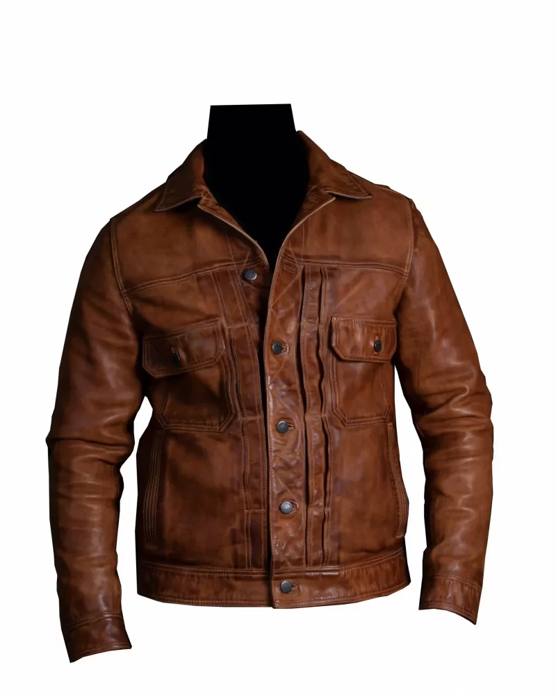 MEN’S WASHED LEATHER JACKET WITH TWO TONE EFFECT