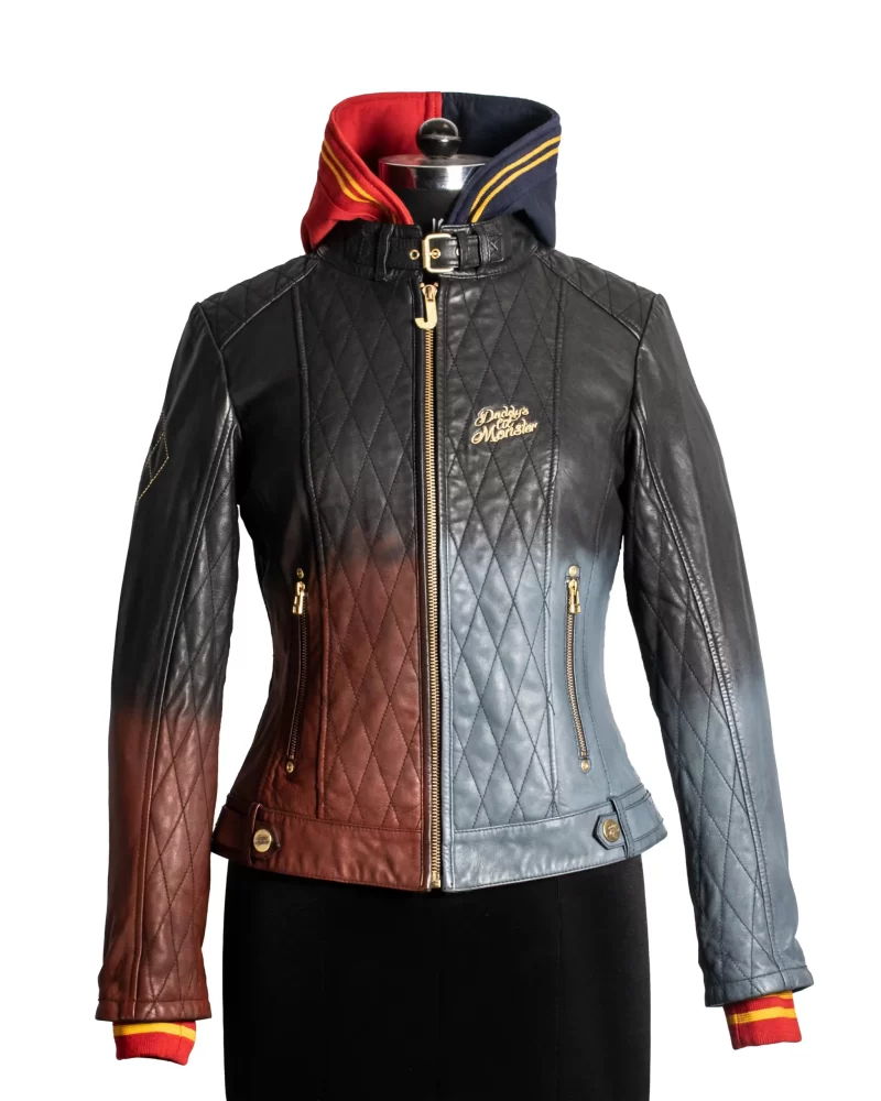 OMBRE EFFECT LEATHER JACKET WITH HOOD