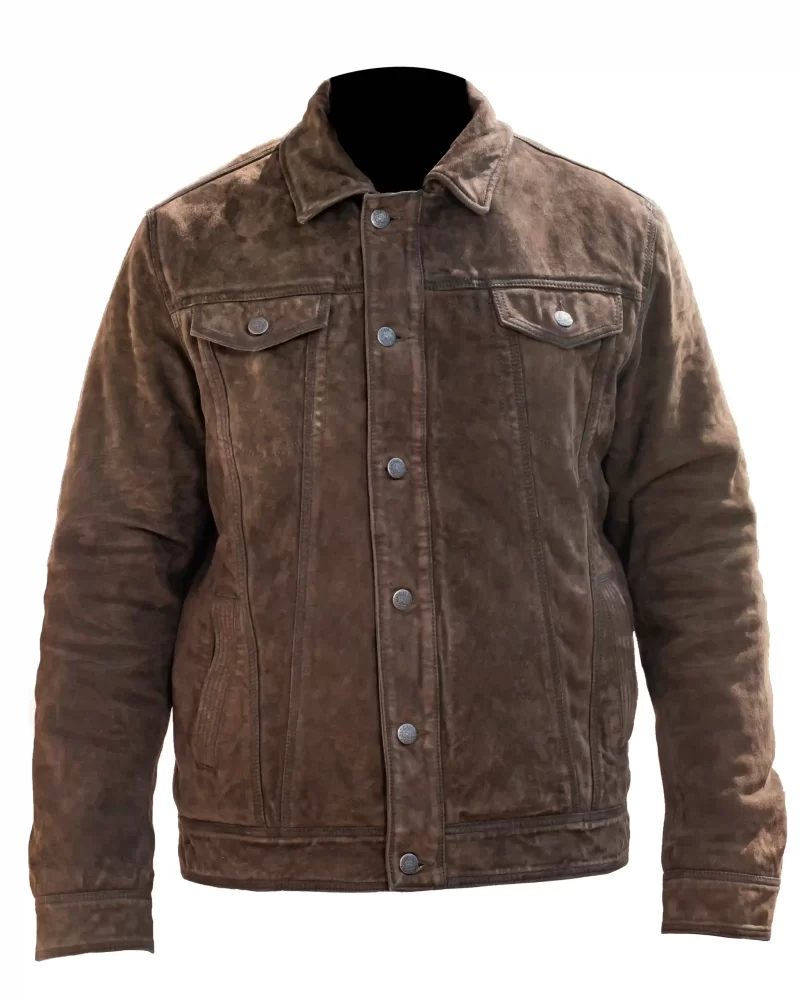 SUEDE LEATHER JACKET WITH SHANK BUTTONS